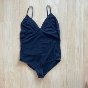 Urban Outfitters deep v-neck black bodysuit